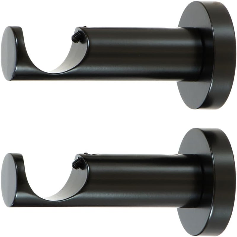 Ivilon Ceiling or Wall Mount Curtain Rod Brackets Holders for Curtain Rods of 7/8 and 1 Inch Diameter. Set of 2. Color Black - Image 1
